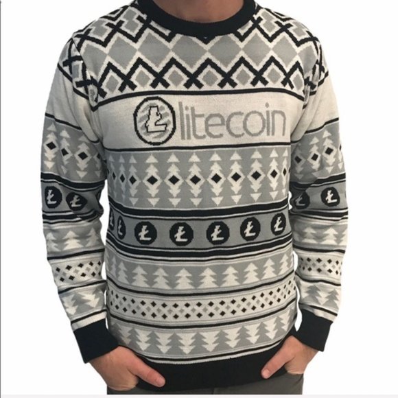 Litecoin Ugly Holiday Sweater Pullover Men's Size 2XL Gray NWOT - Picture 6 of 8